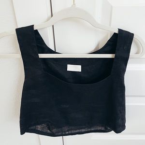 Posse black linen crop top